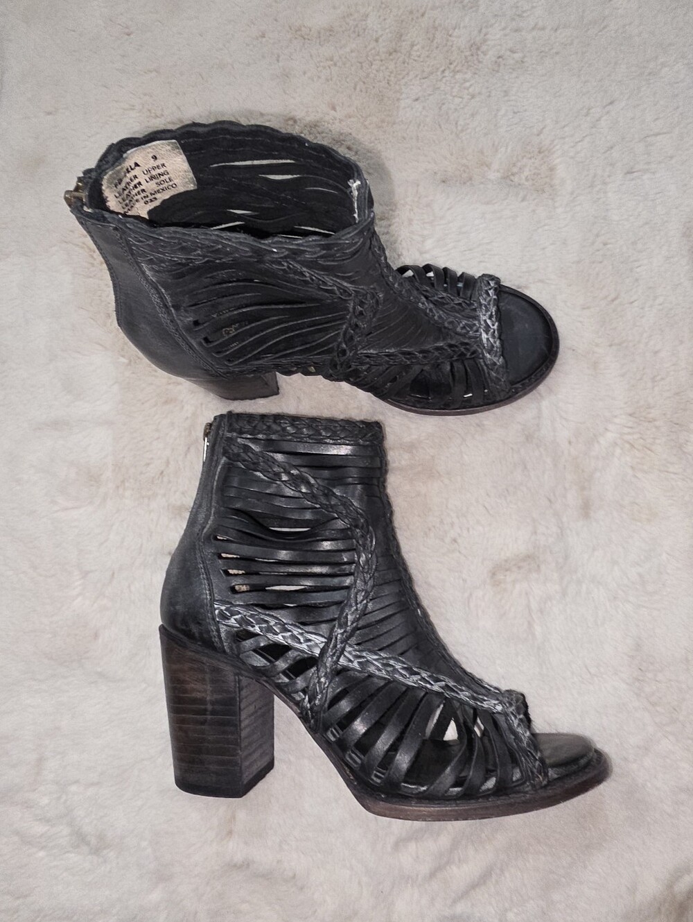 Freebird Bela Black Braided Caged Sandals Size 9 Leather - Picture 3 of 11